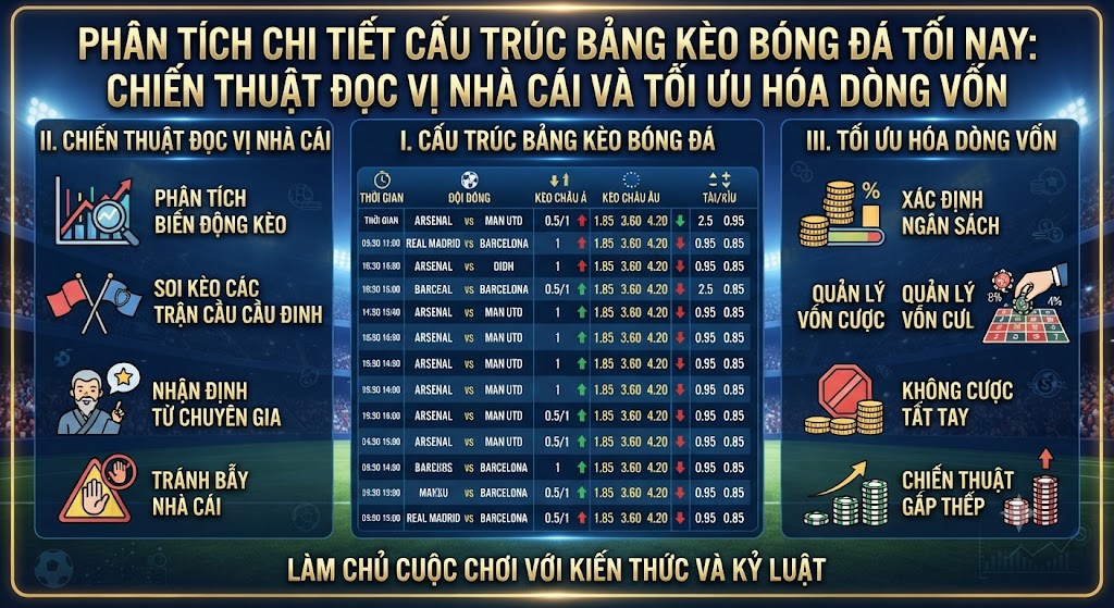 kèo bóng đá tối nay