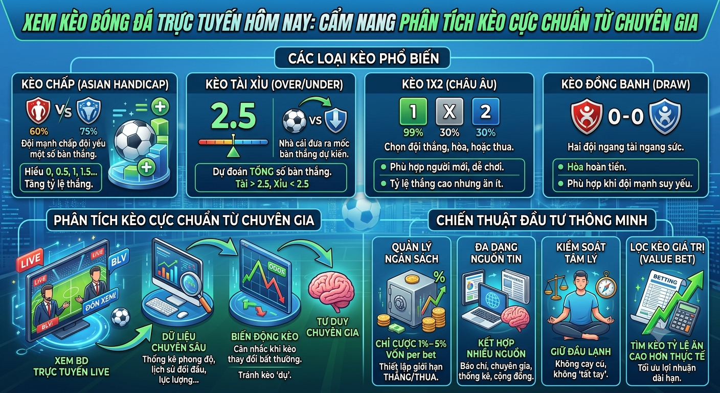 kèo bóng đá trực tuyến hôm nay